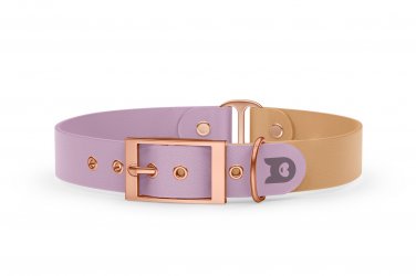 Duo-Halsband für Hunde: Flieder & Hellbraun mit Rosegold-Komponenten