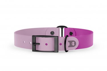 Duo-Halsband für Hunde: Flieder & Hellviolett mit Schwarz-Komponenten