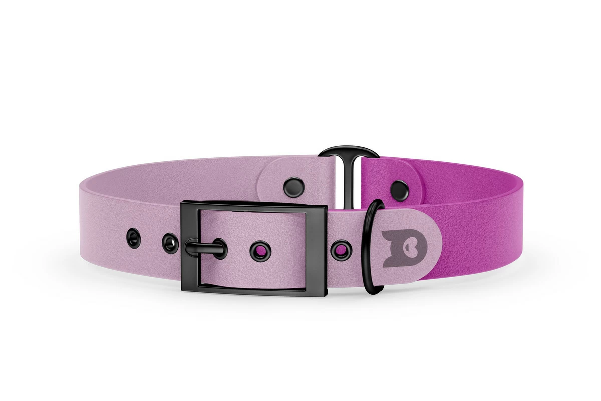 Duo-Halsband für Hunde: Flieder & Hellviolett mit Schwarz-Komponenten