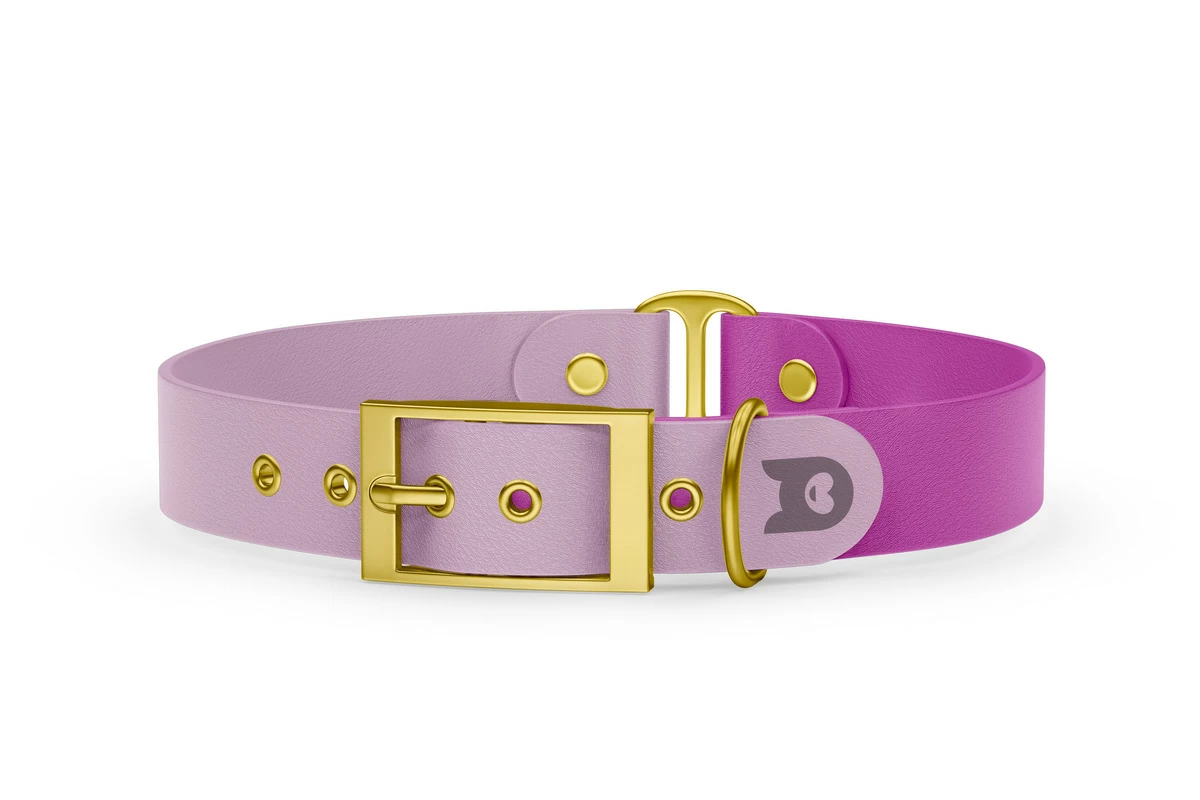 Duo-Halsband für Hunde: Flieder & Hellviolett mit Gold-Komponenten