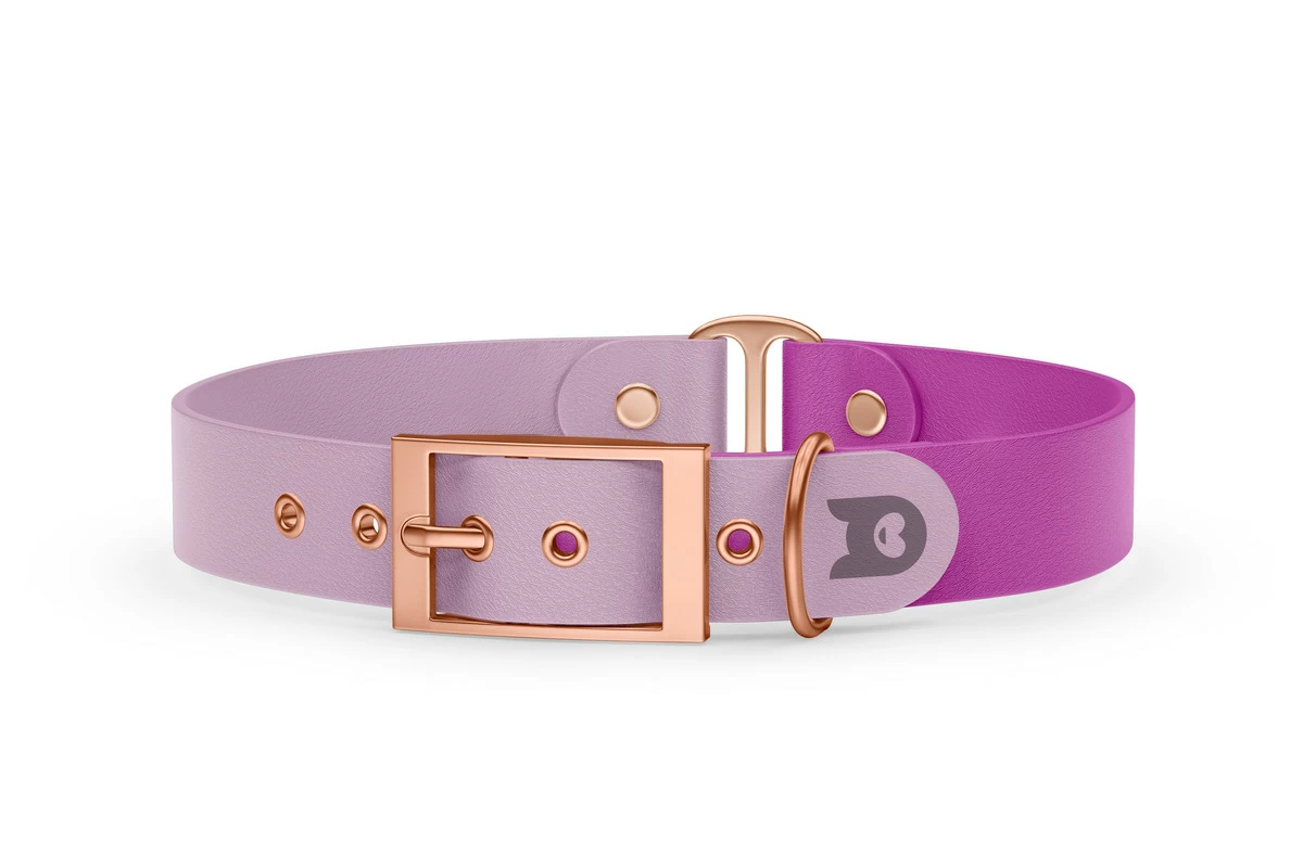 Duo-Halsband für Hunde: Flieder & Hellviolett mit Rosegold-Komponenten