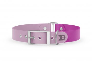 Duo-Halsband für Hunde: Flieder & Hellviolett mit Silber-Komponenten