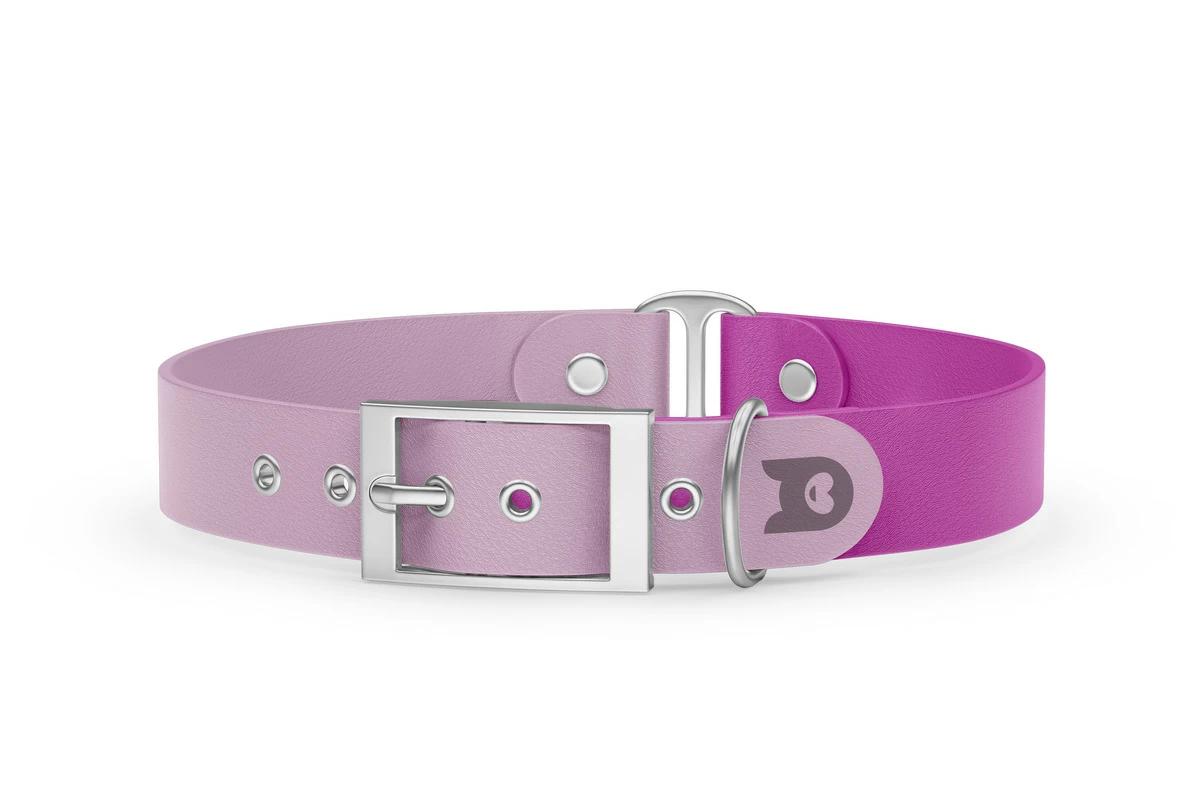 Duo-Halsband für Hunde: Flieder & Hellviolett mit Silber-Komponenten