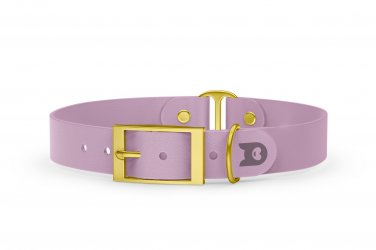 Duo-Halsband für Hunde: Flieder & Flieder mit Gold-Komponenten