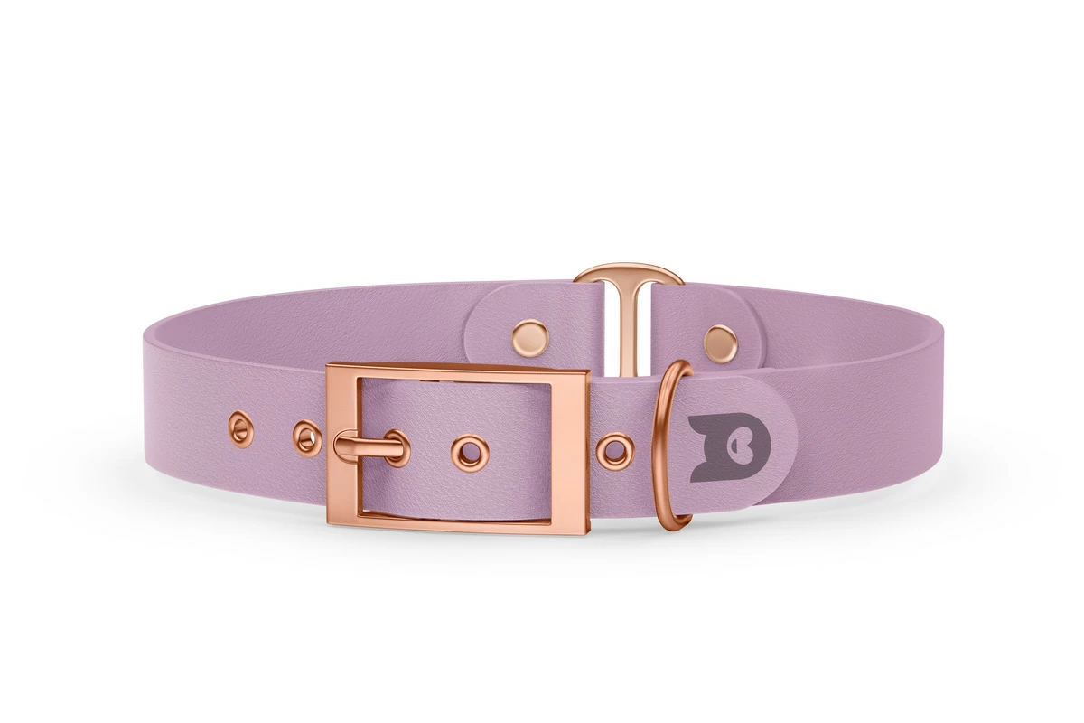 Duo-Halsband für Hunde: Flieder & Flieder mit Rosegold-Komponenten