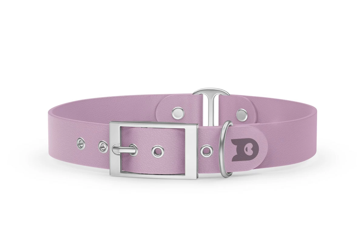 Duo-Halsband für Hunde: Flieder & Flieder mit Silber-Komponenten