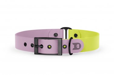 Duo-Halsband für Hunde: Flieder & Neongelb mit Schwarz-Komponenten