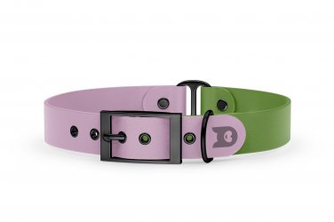 Duo-Halsband für Hunde: Flieder & Oliv mit Schwarz-Komponenten