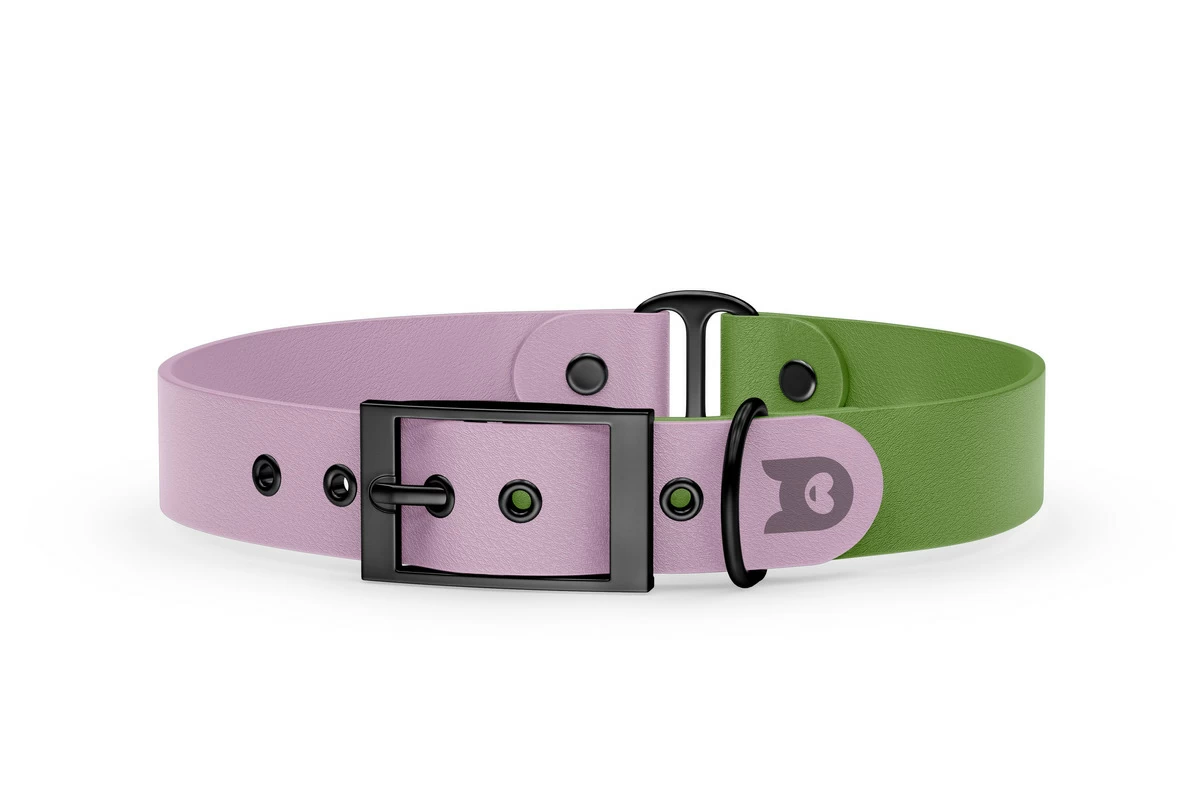 Duo-Halsband für Hunde: Flieder & Oliv mit Schwarz-Komponenten