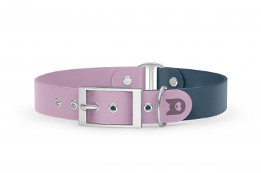 Duo-Halsband für Hunde: Flieder & Petrol mit Silber-Komponenten