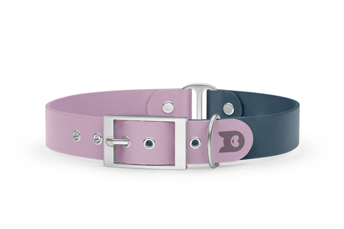 Duo-Halsband für Hunde: Flieder & Petrol mit Silber-Komponenten