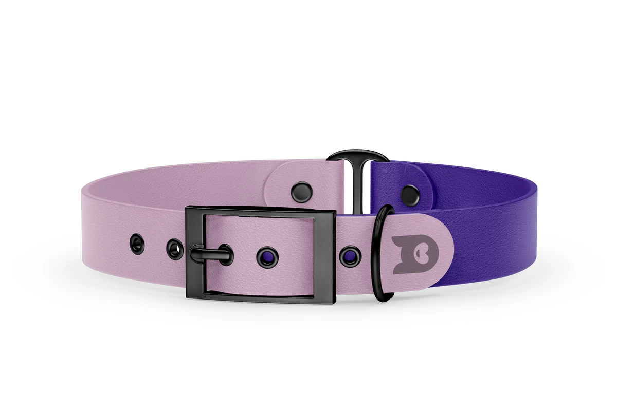 Duo-Halsband für Hunde: Flieder & Violett mit Schwarz-Komponenten
