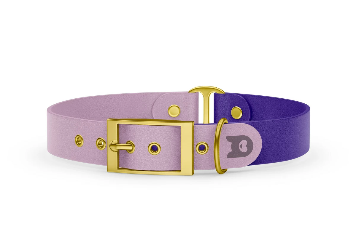 Duo-Halsband für Hunde: Flieder & Violett mit Gold-Komponenten