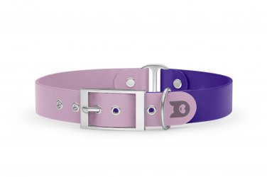 Duo-Halsband für Hunde: Flieder & Violett mit Silber-Komponenten