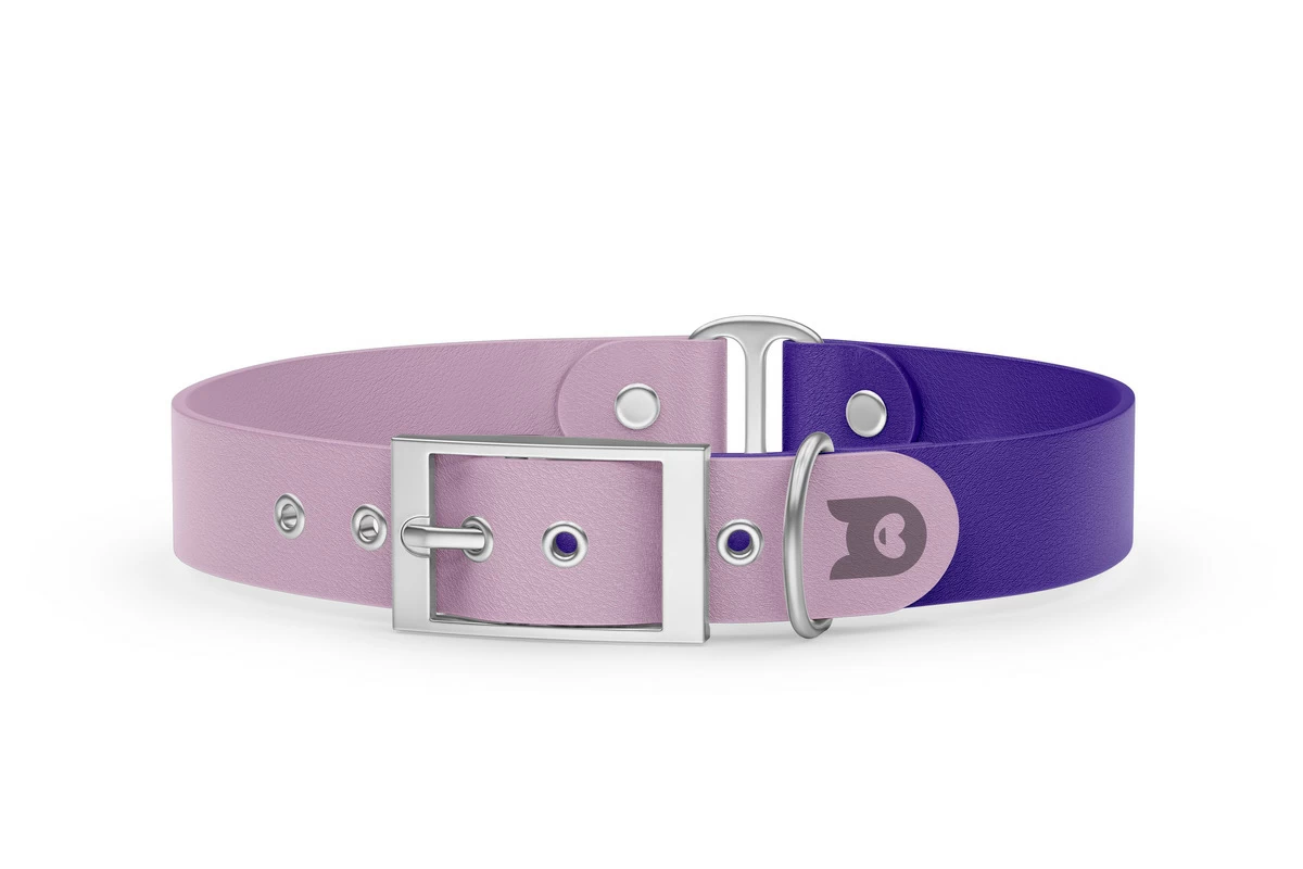 Duo-Halsband für Hunde: Flieder & Violett mit Silber-Komponenten