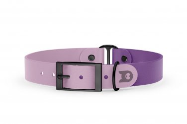 Duo-Halsband für Hunde: Flieder & Purpur mit Schwarz-Komponenten