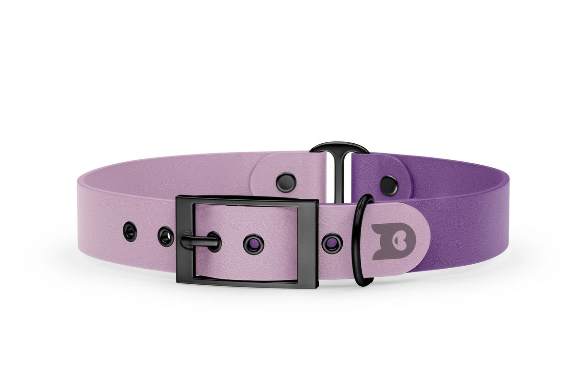 Duo-Halsband für Hunde: Flieder & Purpur mit Schwarz-Komponenten