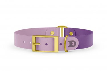 Duo-Halsband für Hunde: Flieder & Purpur mit Gold-Komponenten