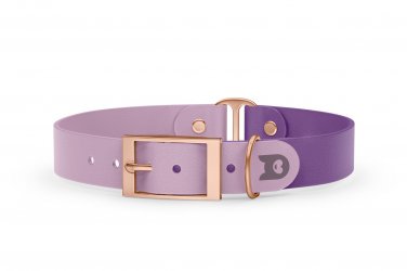 Duo-Halsband für Hunde: Flieder & Purpur mit Rosegold-Komponenten