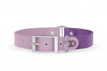 Duo-Halsband für Hunde: Flieder & Purpur mit Silber-Komponenten