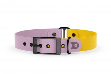 Duo-Halsband für Hunde: Flieder & Gelb mit Schwarz-Komponenten