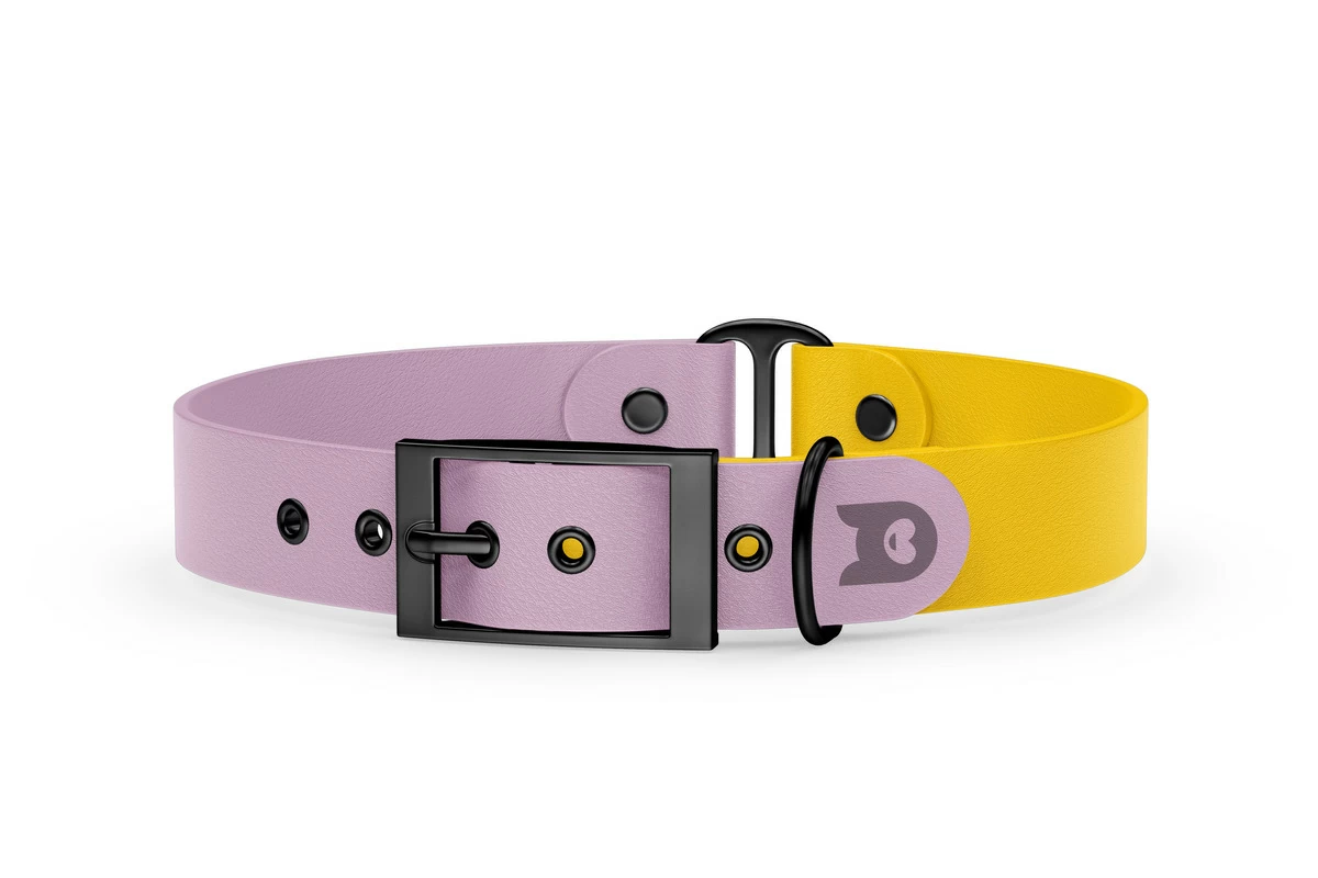 Duo-Halsband für Hunde: Flieder & Gelb mit Schwarz-Komponenten