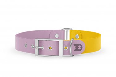 Duo-Halsband für Hunde: Flieder & Gelb mit Silber-Komponenten