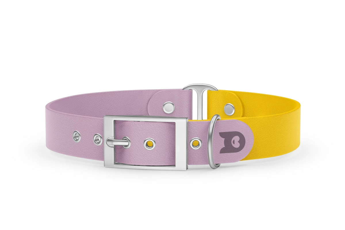 Duo-Halsband für Hunde: Flieder & Gelb mit Silber-Komponenten