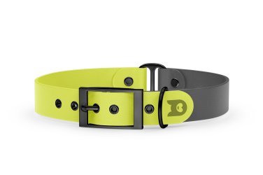 Duo-Halsband für Hunde: Neongelb & Grau mit Schwarz-Komponenten