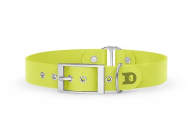 Duo-Halsband für Hunde: Neongelb & Neongelb mit Silber-Komponenten