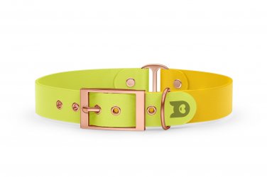 Duo-Halsband für Hunde: Neongelb & Gelb mit Rosegold-Komponenten