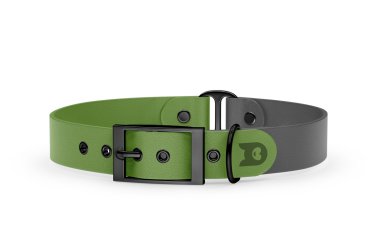 Duo-Halsband für Hunde: Oliv & Grau mit Schwarz-Komponenten