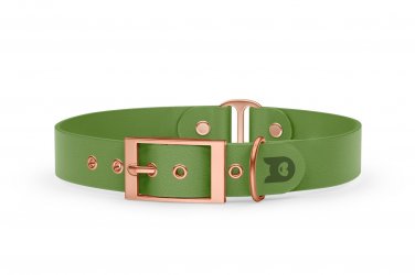 Duo-Halsband für Hunde: Oliv & Oliv mit Rosegold-Komponenten