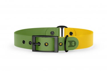 Duo-Halsband für Hunde: Oliv & Gelb mit Schwarz-Komponenten