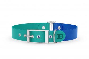 Duo-Halsband für Hunde: Pastellgrün & Blau mit Silber-Komponenten