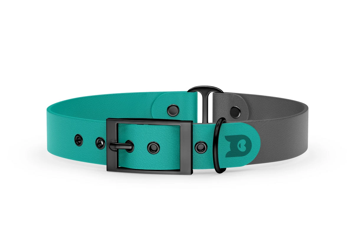 Duo-Halsband für Hunde: Pastellgrün & Grau mit Schwarz-Komponenten