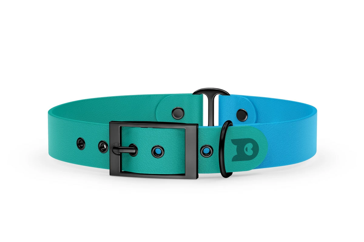 Duo-Halsband für Hunde: Pastellgrün & Hellblau mit Schwarz-Komponenten