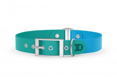 Duo-Halsband für Hunde: Pastellgrün & Hellblau mit Silber-Komponenten