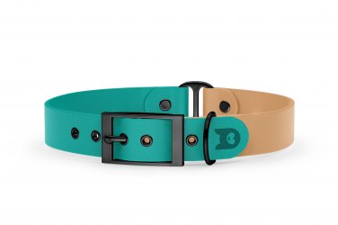 Duo-Halsband für Hunde: Pastellgrün & Hellbraun mit Schwarz-Komponenten
