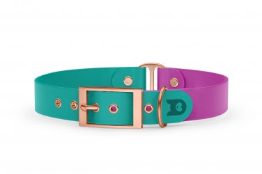 Duo-Halsband für Hunde: Pastellgrün & Hellviolett mit Rosegold-Komponenten