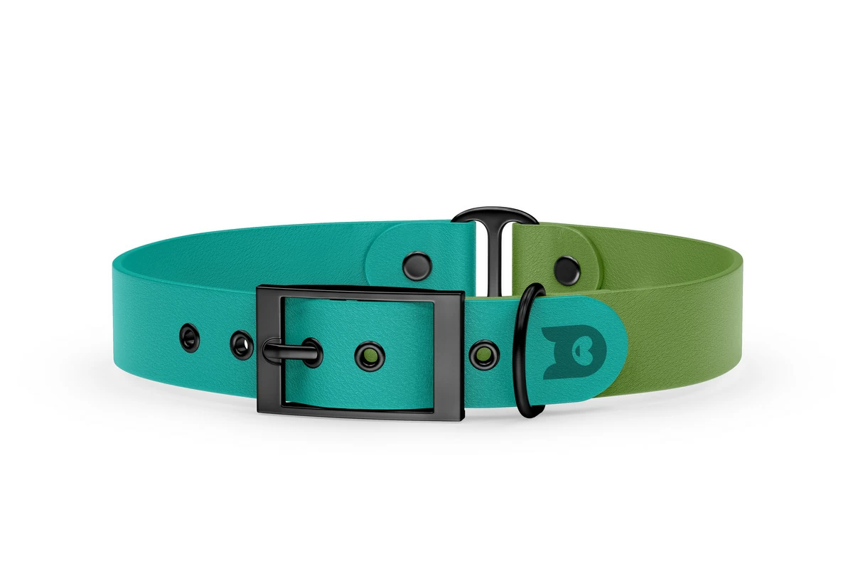 Duo-Halsband für Hunde: Pastellgrün & Oliv mit Schwarz-Komponenten