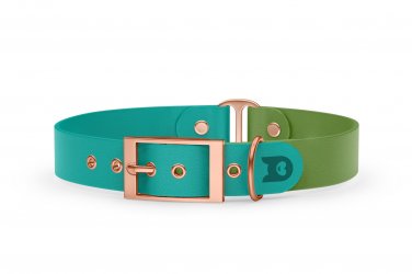Duo-Halsband für Hunde: Pastellgrün & Oliv mit Rosegold-Komponenten