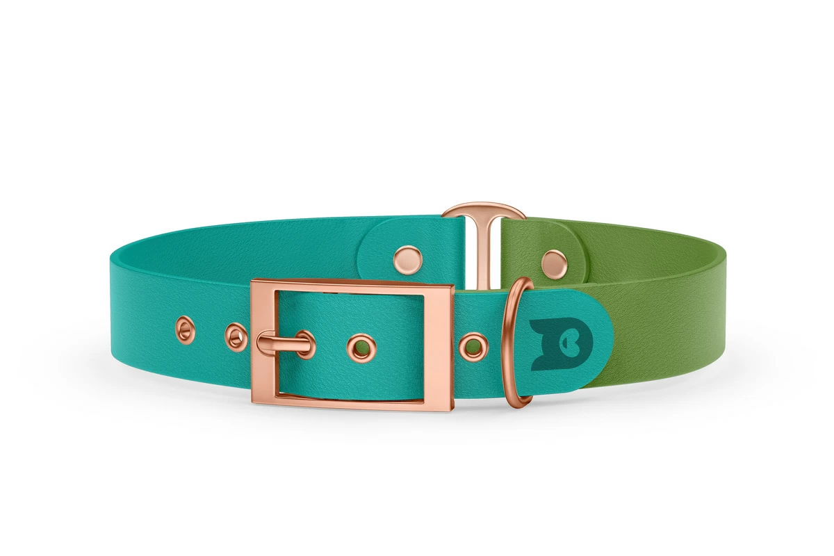 Duo-Halsband für Hunde: Pastellgrün & Oliv mit Rosegold-Komponenten