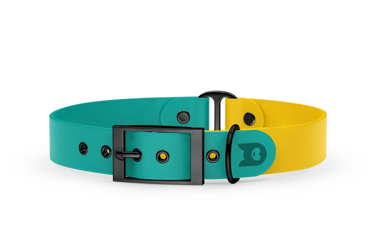 Duo-Halsband für Hunde: Pastellgrün & Gelb mit Schwarz-Komponenten