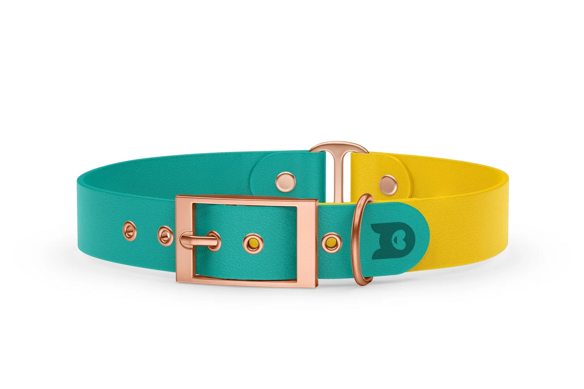 Duo-Halsband für Hunde: Pastellgrün & Gelb mit Rosegold-Komponenten