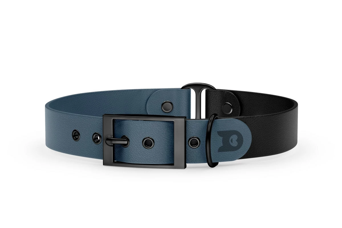 Duo-Halsband für Hunde: Petrol & Schwarz mit Schwarz-Komponenten
