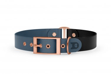 Duo-Halsband für Hunde: Petrol & Schwarz mit Rosegold-Komponenten