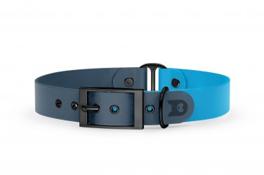 Duo-Halsband für Hunde: Petrol & Hellblau mit Schwarz-Komponenten