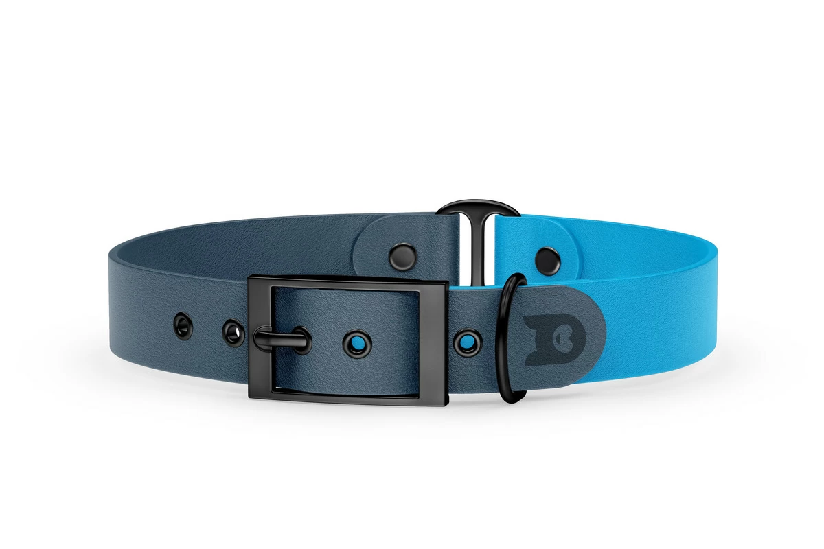 Duo-Halsband für Hunde: Petrol & Hellblau mit Schwarz-Komponenten
