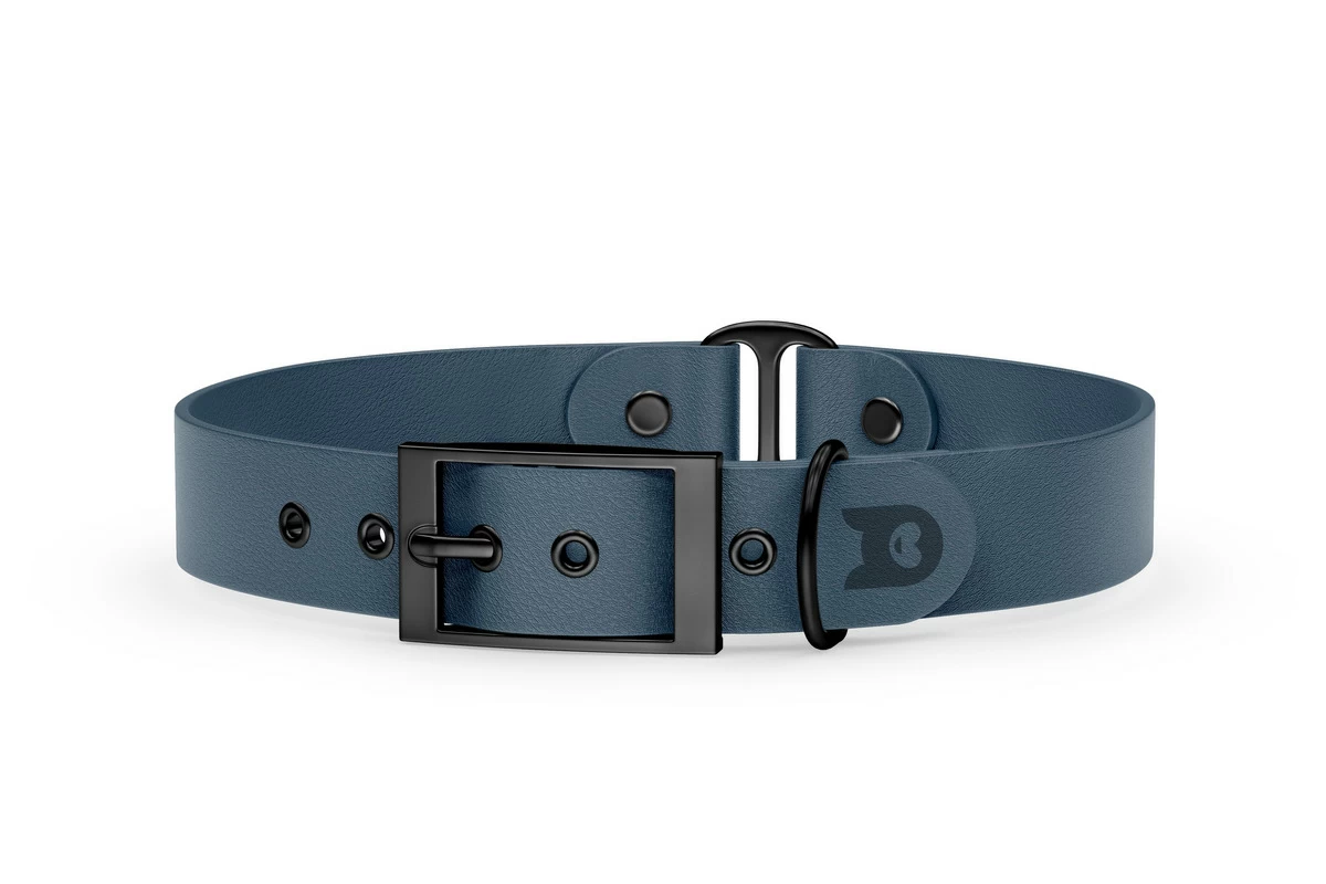 Duo-Halsband für Hunde: Petrol & Petrol mit Schwarz-Komponenten
